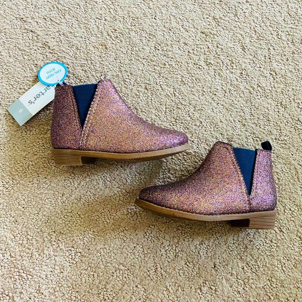 NWT Carter’s GLITTER baby girl booties shoes size 6